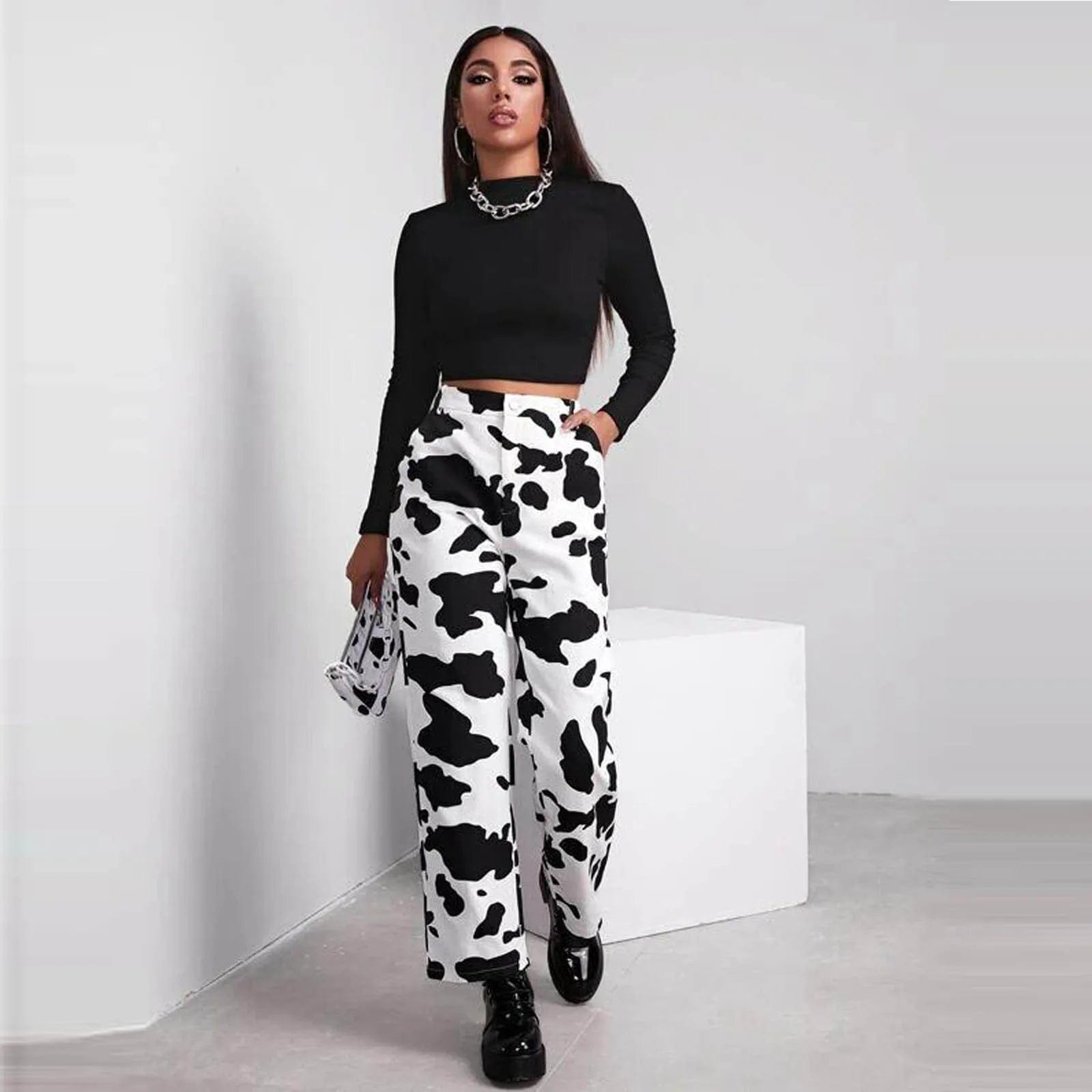 Cow Print Boot Cut Jeans