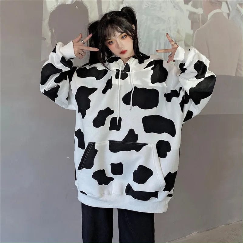 Cow Print Oversized Hoodie